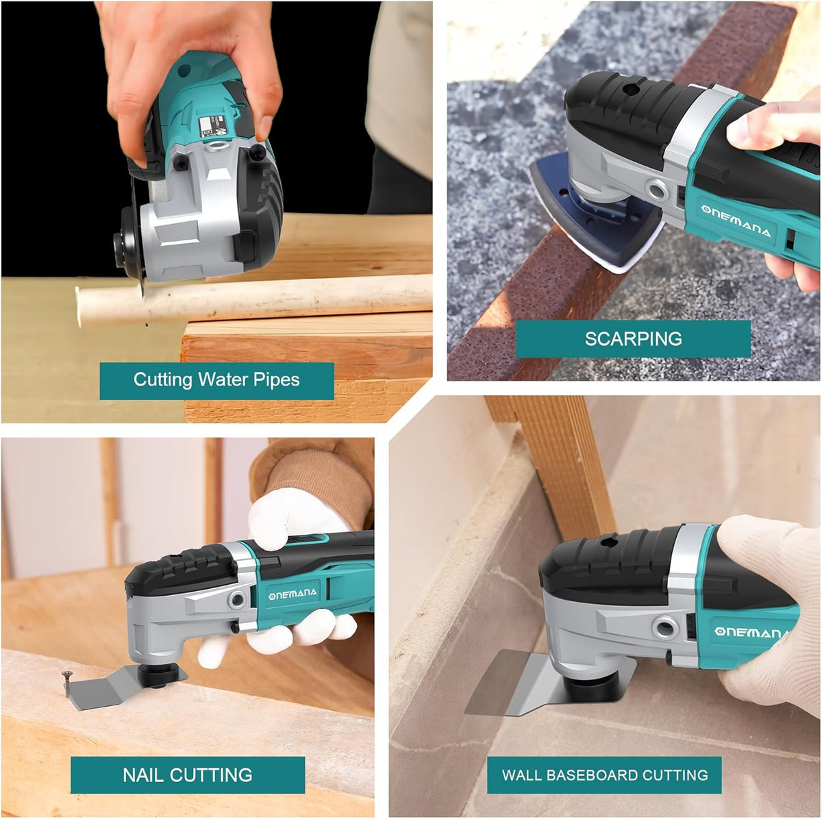 Onemana 18V Cordless Oscillating Multi-Tool Kit, 6-Speed, LED(Tool Only)