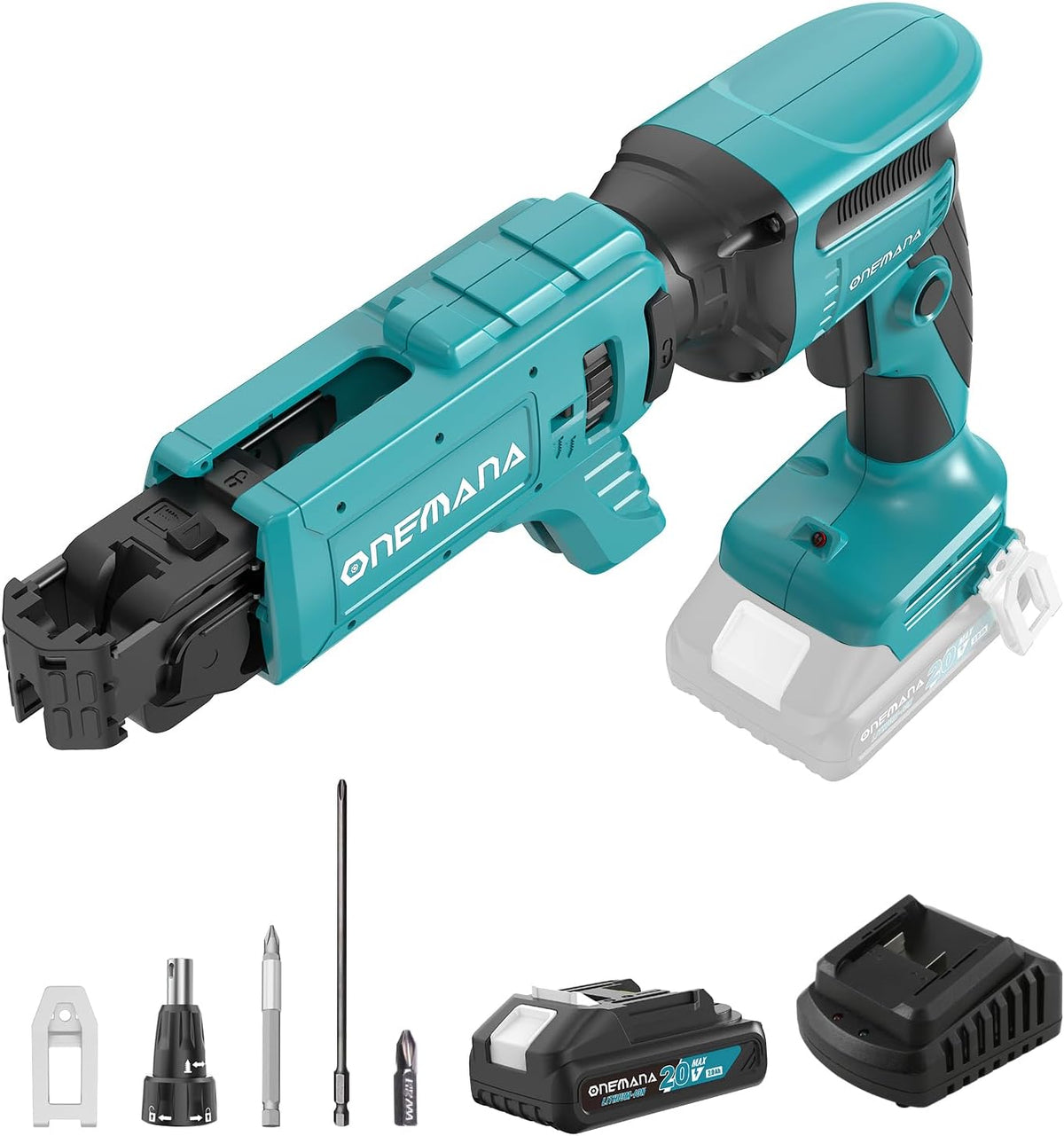 Onemana 20V Brushless Cordless Auto-Feed Drywall Screw Gun, 4200RPM