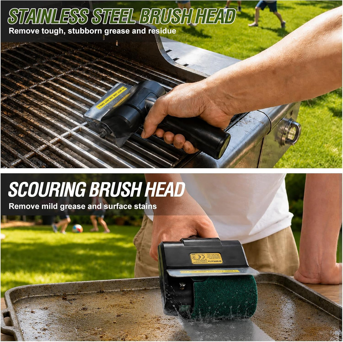 Onemana Rechargeable Rotating Grill Brush, Stainless Steel, LED