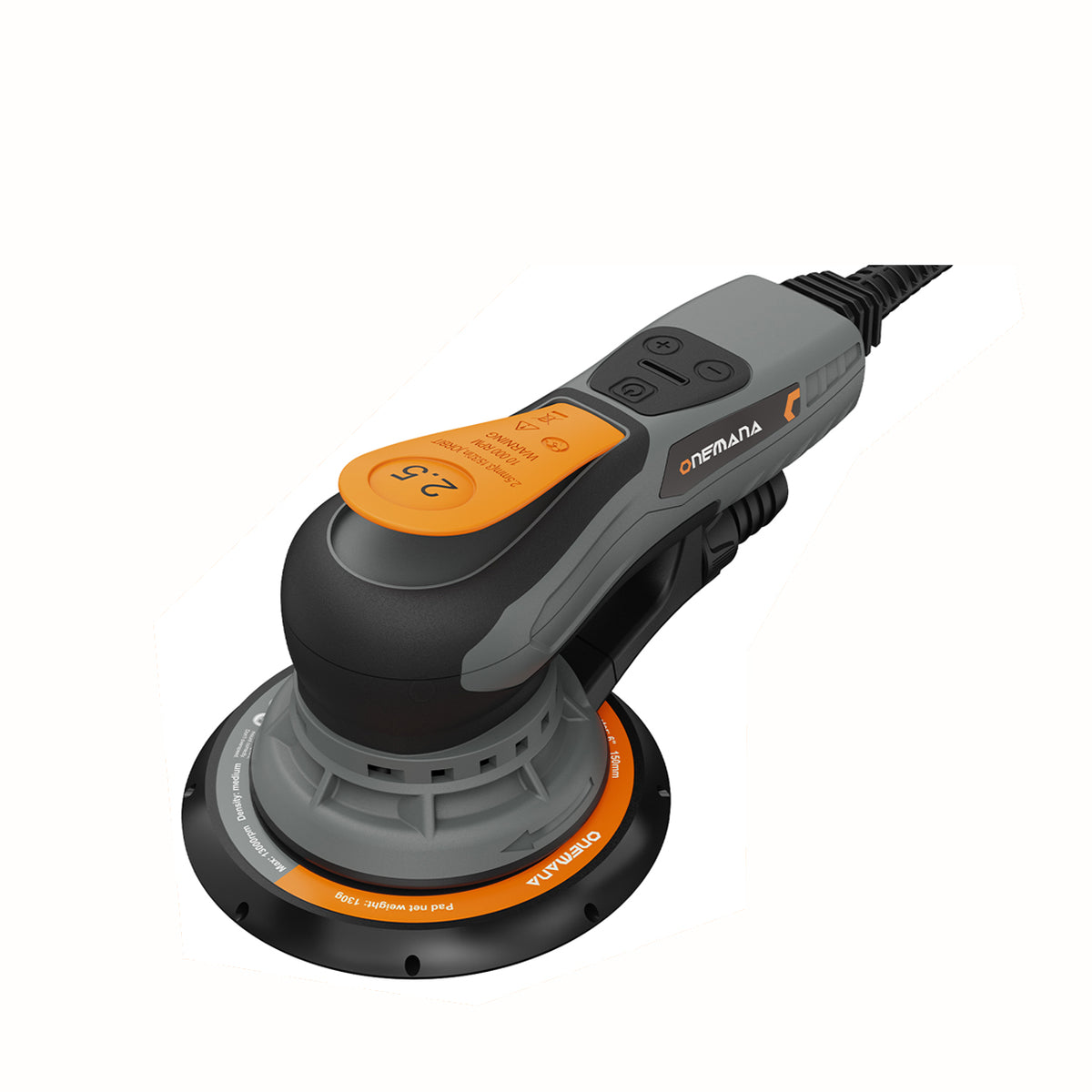 Onemana 350W Brushless Random Orbital Sander, 2.5mm Orbit, 6" Variable Speed