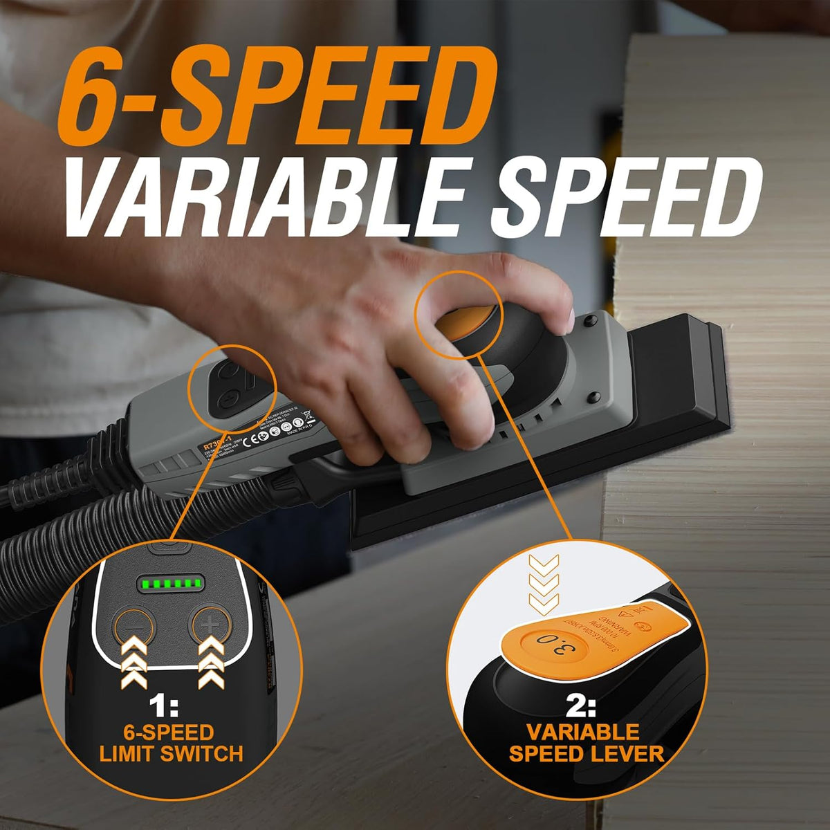 Onemana 350W Brushless Square Base Orbital Sander With Dust Collection