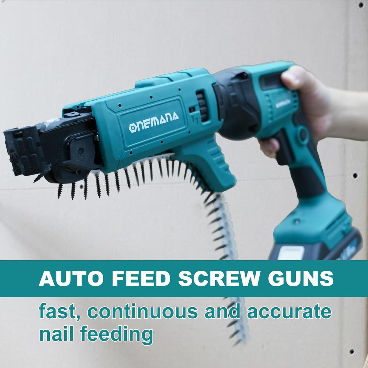 Onemana 20V Brushless Cordless Auto-Feed Drywall Screw Gun, 4200RPM