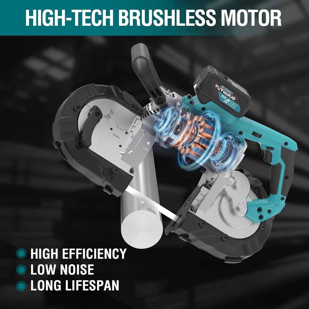 Onemana 20V Brushless Cordless Band Saw, 5-Inch,6-Speed (Tool Only)
