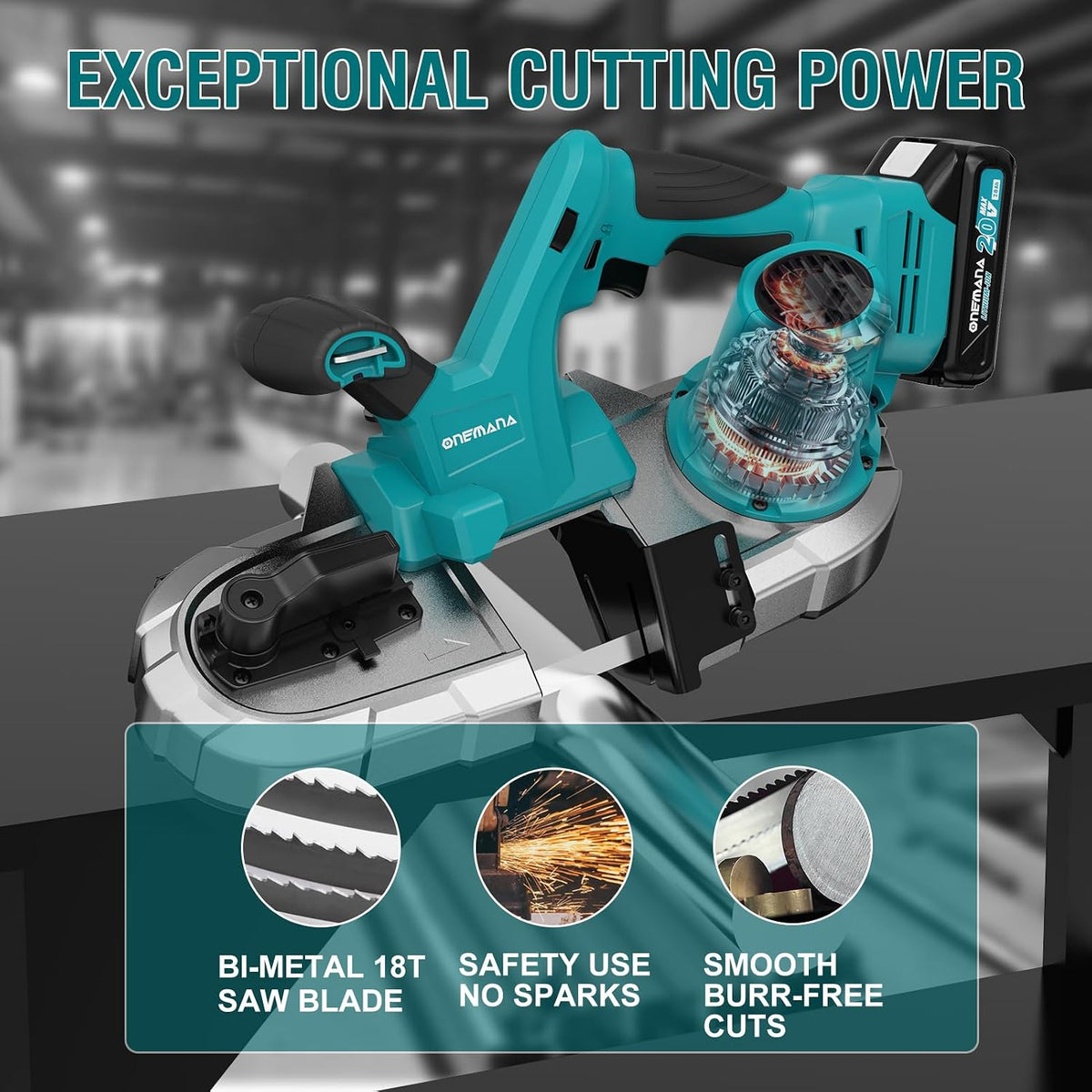 Onemana 20V Brushless Cordless Band Saw,2.5-Inch, 6-Speed