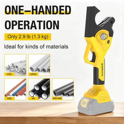 Onemana Cordless Electric Pipe Cutter 18V, 1-1/2" PVC Cutter Yellow（ Tool Only）