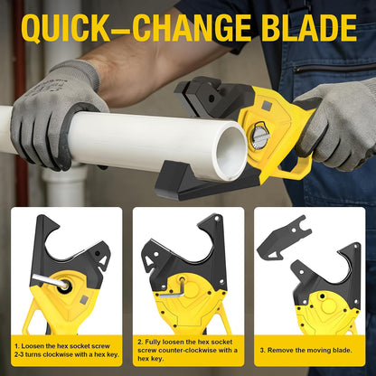 Onemana Cordless Electric Pipe Cutter 18V, 1-1/2" PVC Cutter Yellow（ Tool Only）