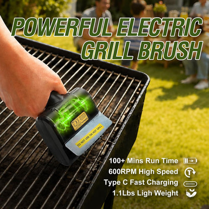 Onemana Rechargeable Rotating Grill Brush, Stainless Steel, LED