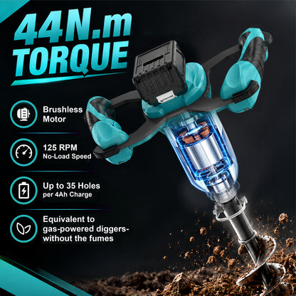 Onamana Cordless Earth Auger，125 RPM with 150mm Bit （Tool Only）