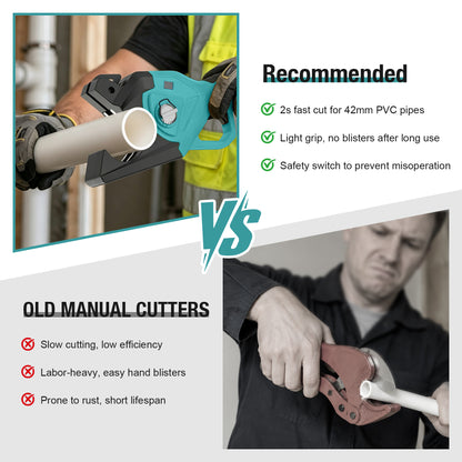 Onemana Cordless Electric Pipe Cutter 18V, 1-1/2" PVC Cutter Blue（Tool Only）