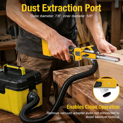 Onemana Cordless Brushless Belt Sander, 6-Speed,Yellow（Tool Only）