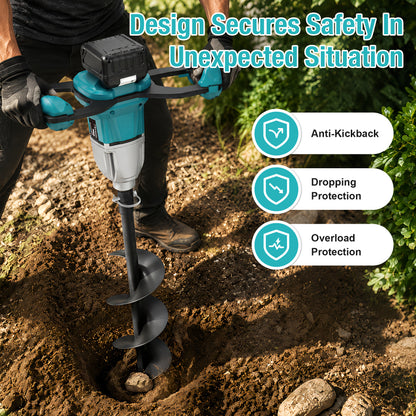 Onamana Cordless Earth Auger，125 RPM with 150mm Bit （Tool Only）