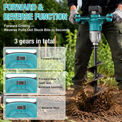 Onamana Cordless Earth Auger，125 RPM with 150mm Bit （Tool Only）