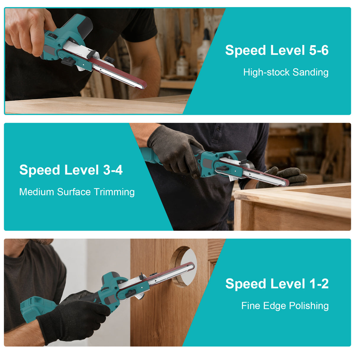 Onemana Cordless Brushless Belt Sander, 6-Speed,Dust Port（Tool Only）