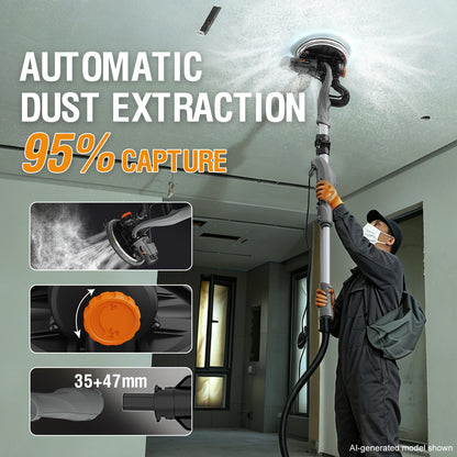 Onemana Flodable Drywall Sander with Vacuum, 820W Popcorn Ceiling Removal Tool