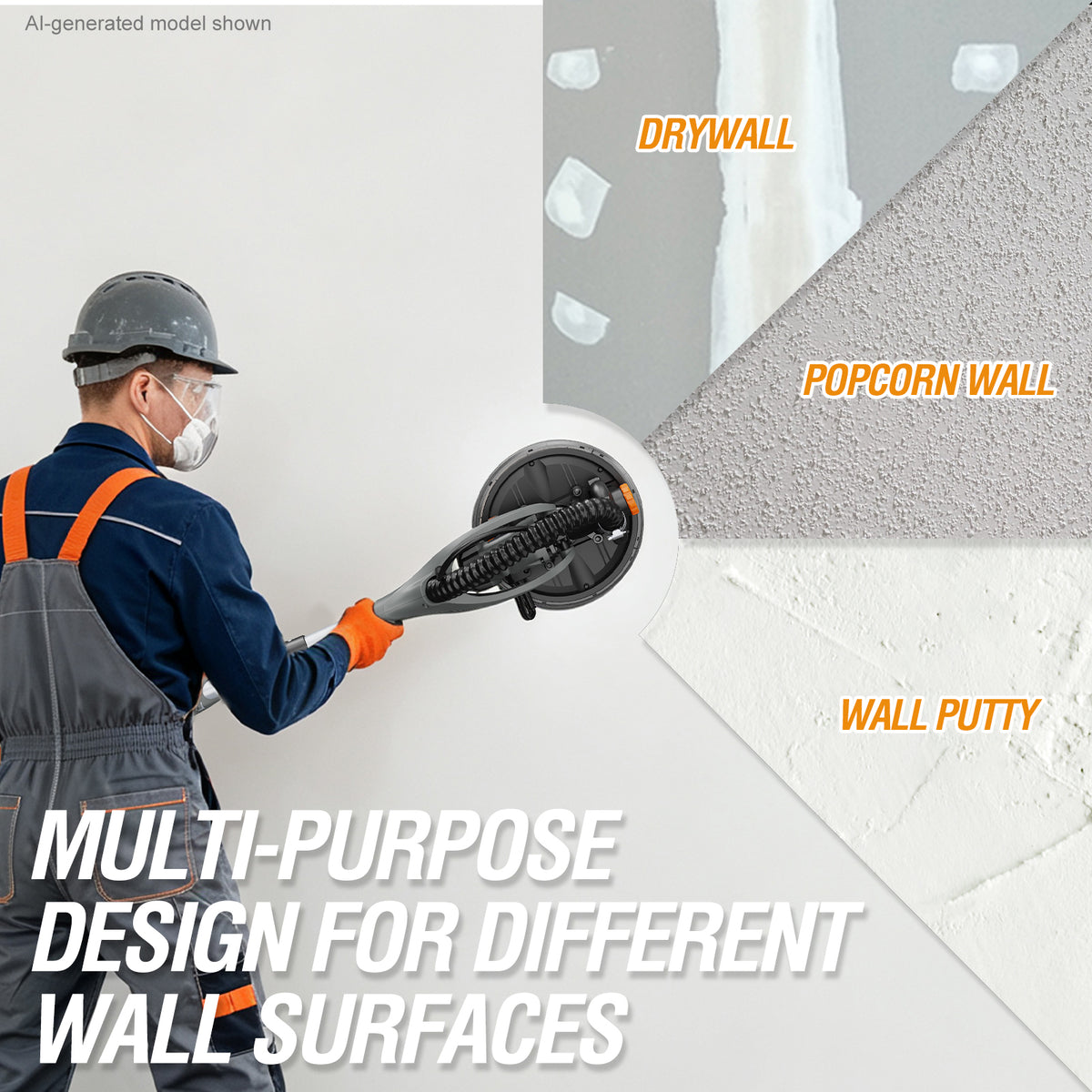 Onemana Flodable Drywall Sander with Vacuum, 820W Popcorn Ceiling Removal Tool