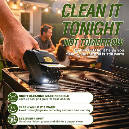 Onemana Rechargeable Rotating Grill Brush, Stainless Steel, LED