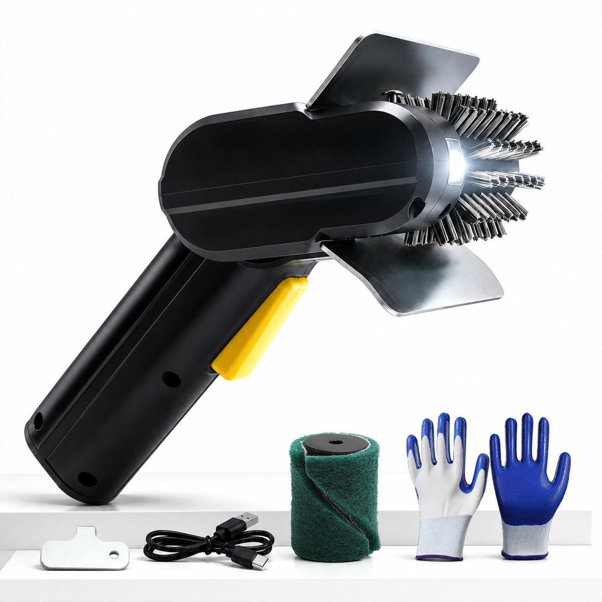 Onemana Rechargeable Rotating Grill Brush, Stainless Steel, LED