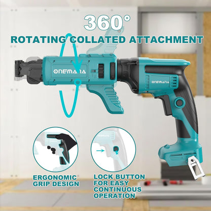 Onemana 20V Brushless Drywall Screw Gun, Tool Only, 4200RPM, Auto-Feed